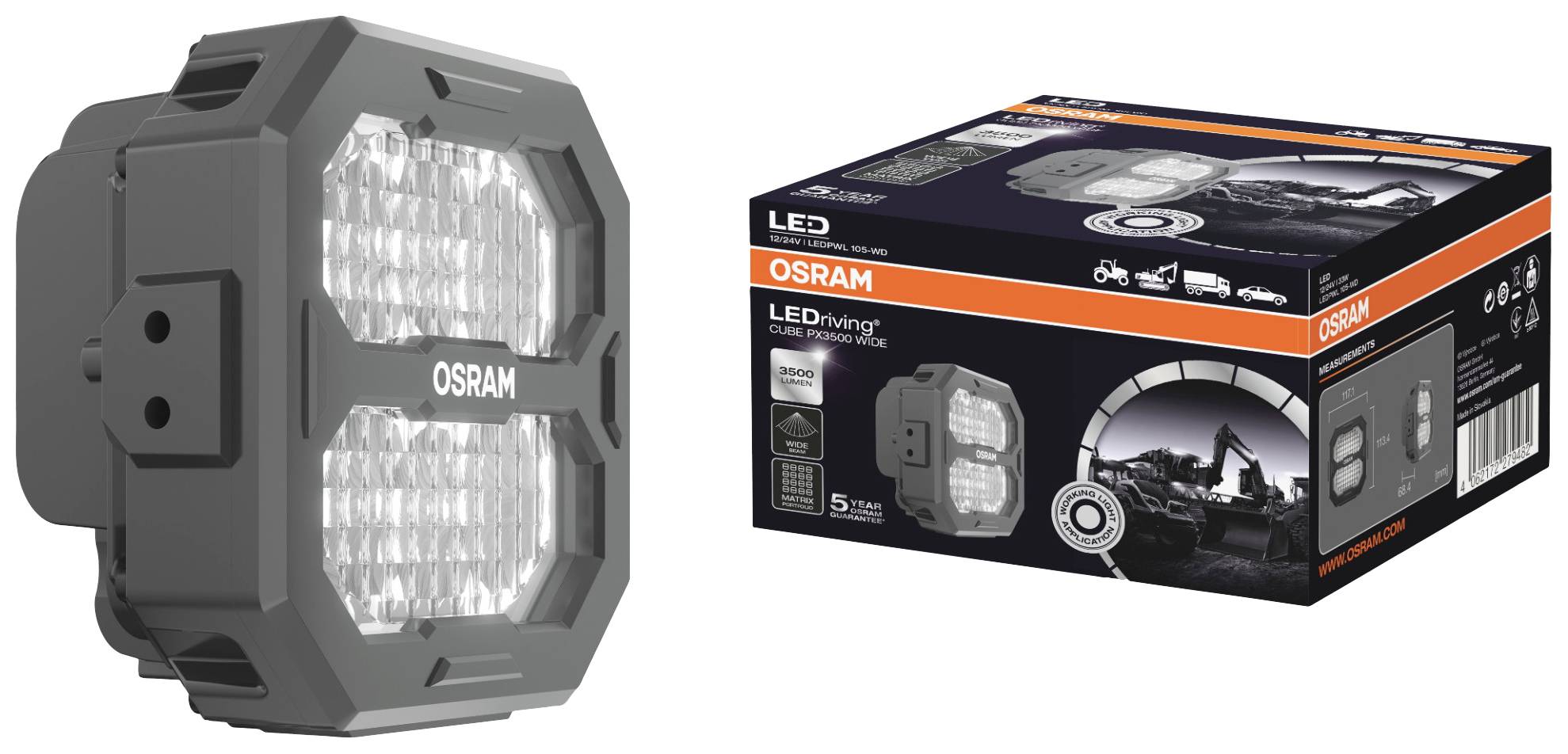 Arbeitsscheinwerfer LED 35W geschraubt 6.000K 3.500lm OSRAM Cube PX Wide Beam-1