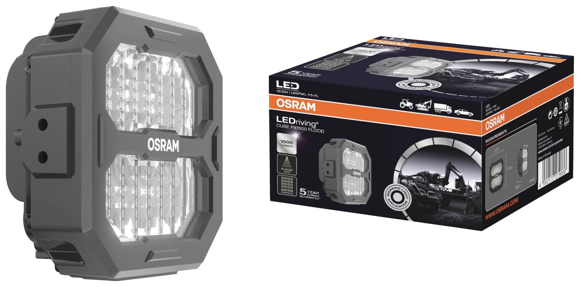Arbeitsscheinwerfer LED 15W geschraubt 6.000K 1.500lm OSRAM Cube PX Flood Beam-1