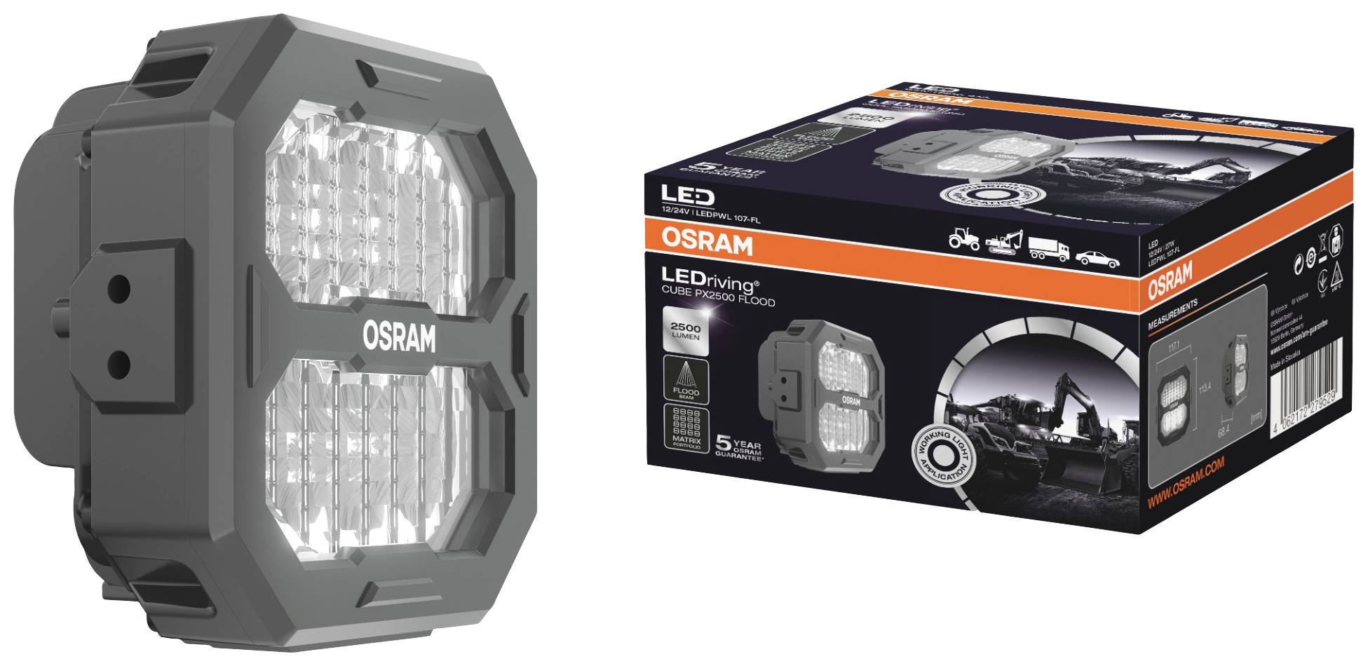 Arbeitsscheinwerfer LED 27W geschraubt 6.000K 2.500lm OSRAM Cube PX Flood Beam-1