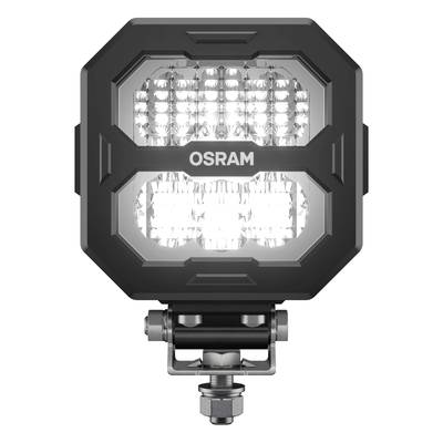 Ein rechteckiger, schwarzer LED-Arbeitsstrahler von OSRAM mit mehreren hell leuchtenden LED-Lampen.