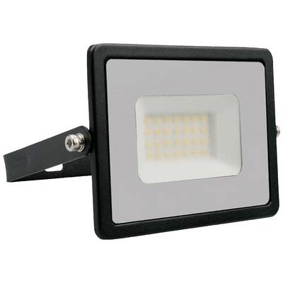 Ein rechteckiger LED-Strahler mit schwarzem Rahmen. Der Strahler zeigt viele kleine, leuchtende Dioden im Zentrum des Geräts.