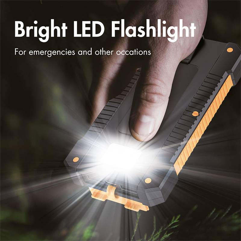 LogiLink Solar Powerbank 6000 mAh, Taschenlampe, 2x USB-A-6