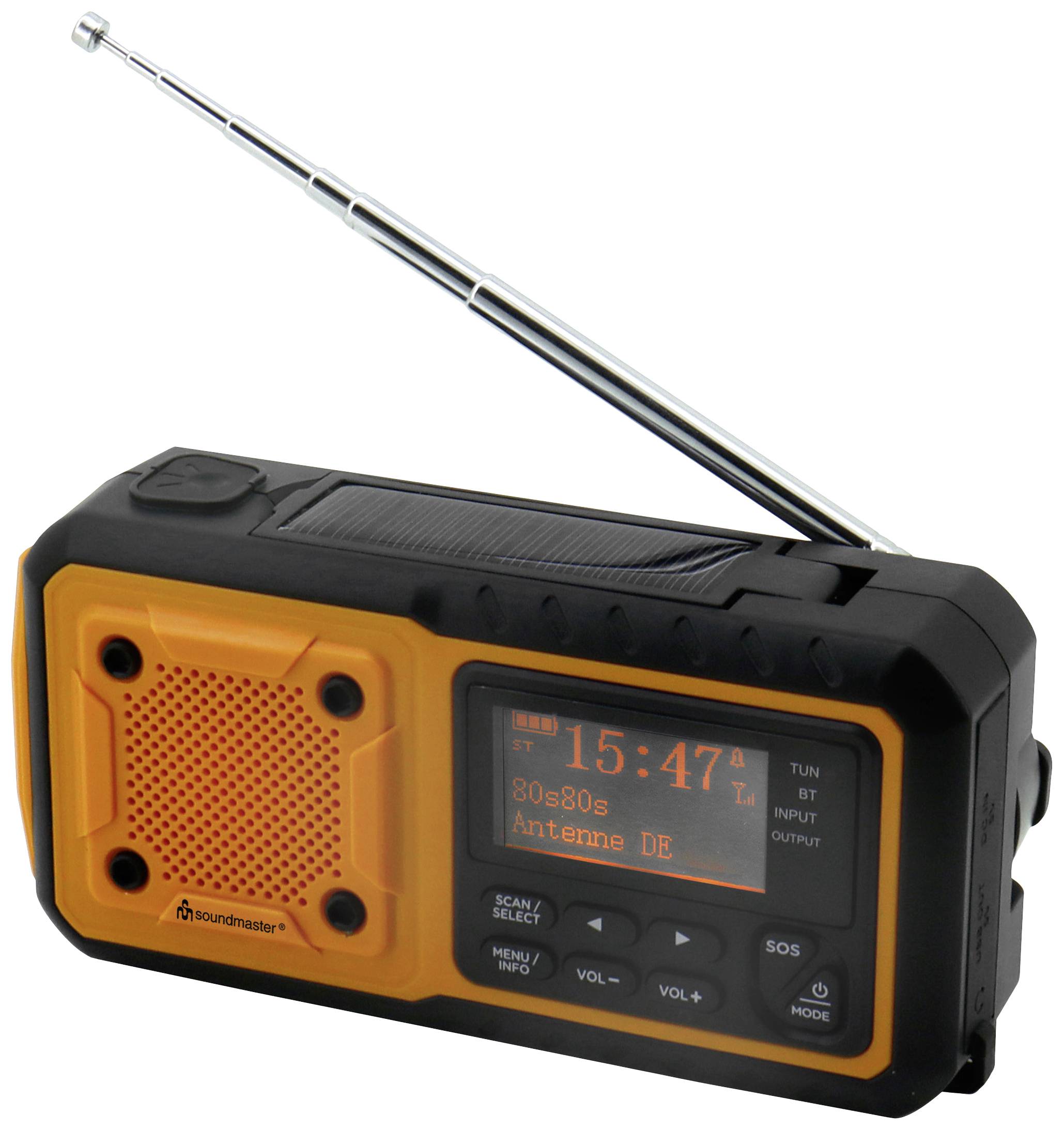 SOUNDMASTER DAB112OR Outdoorradio DAB+, UKW Notfallradio, Bluetooth®, USB Akku-Ladefunktion