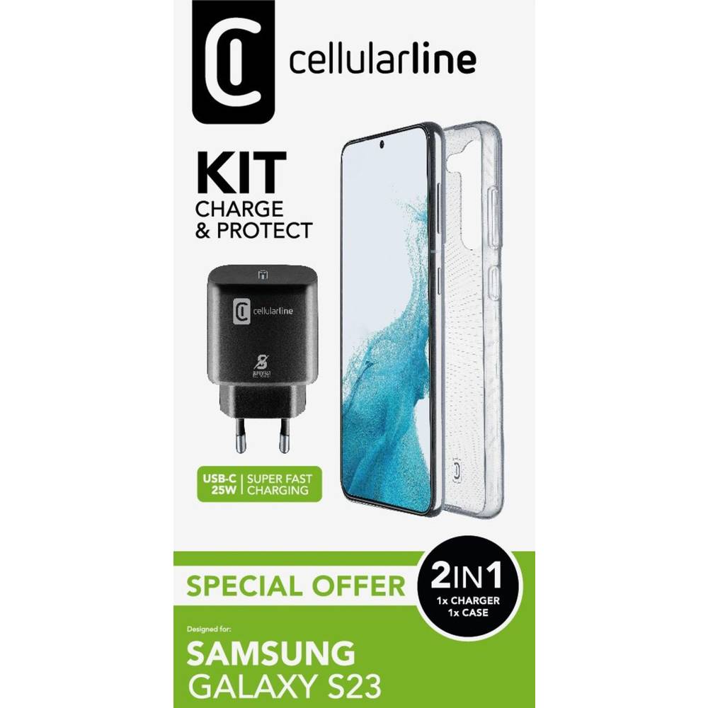 Cellularline Backcover Samsung Galaxy S23 Transparant, Zwart