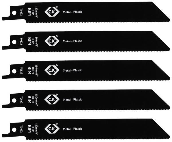 C.K T0822 Säbelsägeblätter 18 tpi, 5er Pack Sägeblatt-Länge 150 mm 5 St.