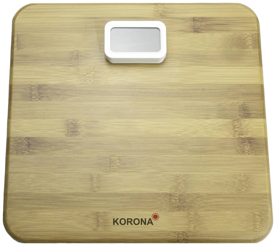 Holzwaage mit digitalem Display oben, firmiert mit 'Korona'.