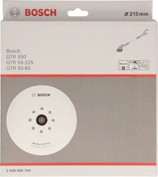 'Bosch Diamantschneidscheibe für GTR 550, GTR 55-225, GTR 55-85, 215 mm Durchmesser. Abbildung zeigt Verpackung und Produkt.'