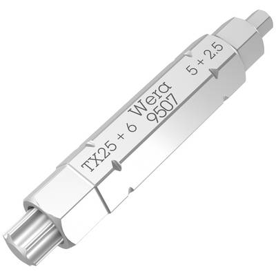 Doppelklingen-Schraubendreher, Gravur: 'TX25 + 6 Wera 9507 5 + 2.5'. Verwendet für präzise manuelle Schraubarbeiten.