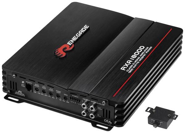 Renegade RXA1800 1-Kanal Endstufe 1800 W Lautstärke-/Bass-/Höhen-Regelung Passend für (Auto-Marke): Universal