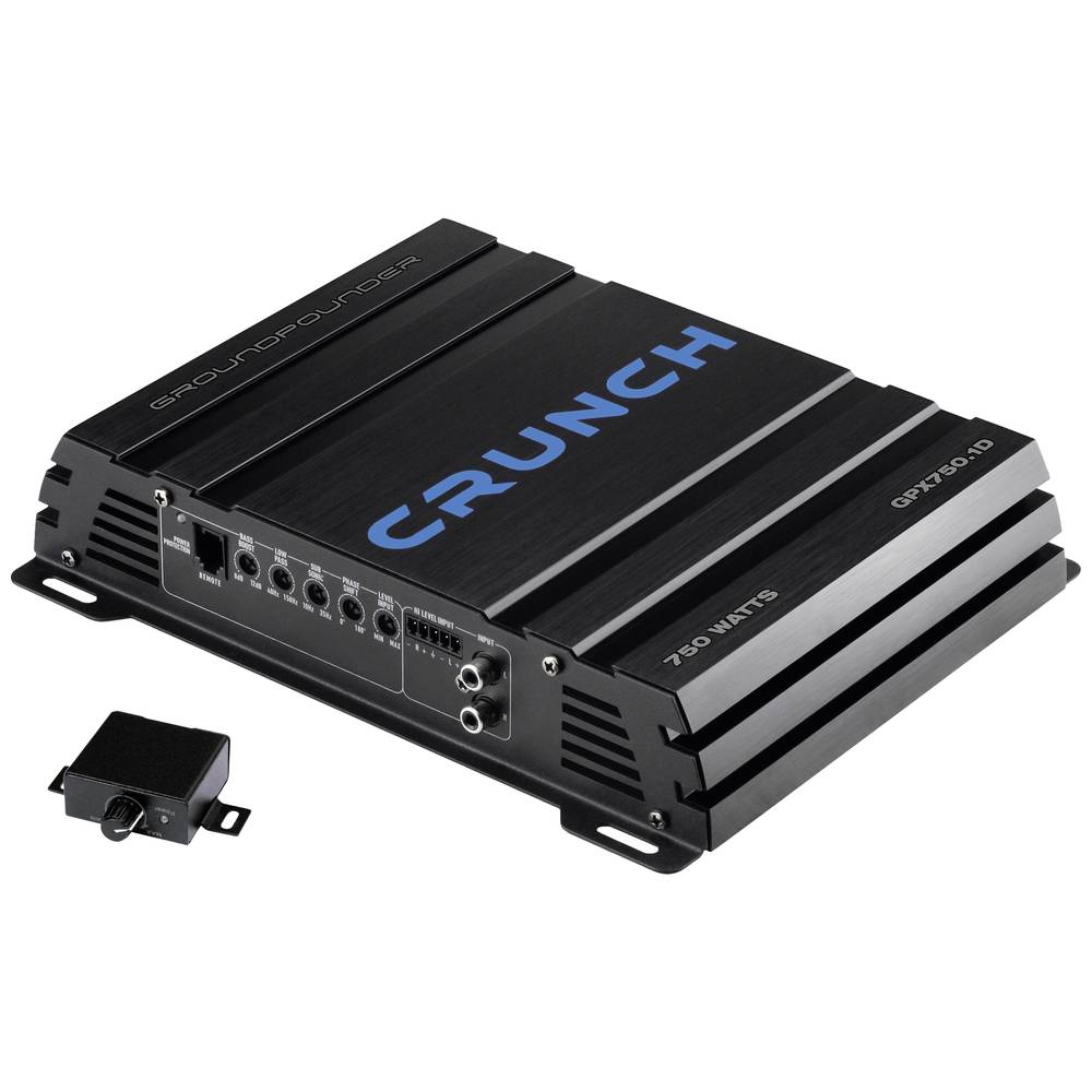 Crunch GPX750.1D Digitale versterker 1-kanaals 750 W Volume-bass-treble control Geschikt voor (autom