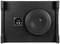 'Schwarzer Lautsprecher mit rundem Gitter und Anschlüssen auf der linken Seite.'