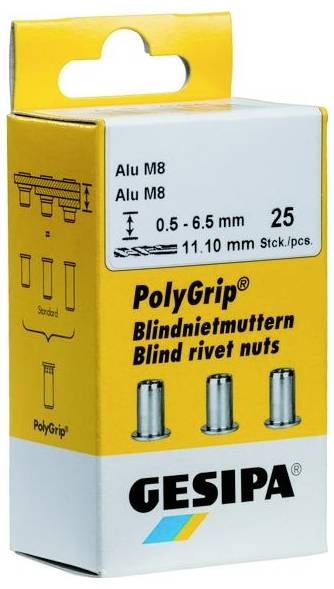 Gesipa 1464840 Blindnietmutter (Ø x L) 7 mm x 13.5 mm M5 Stahl 50 St.