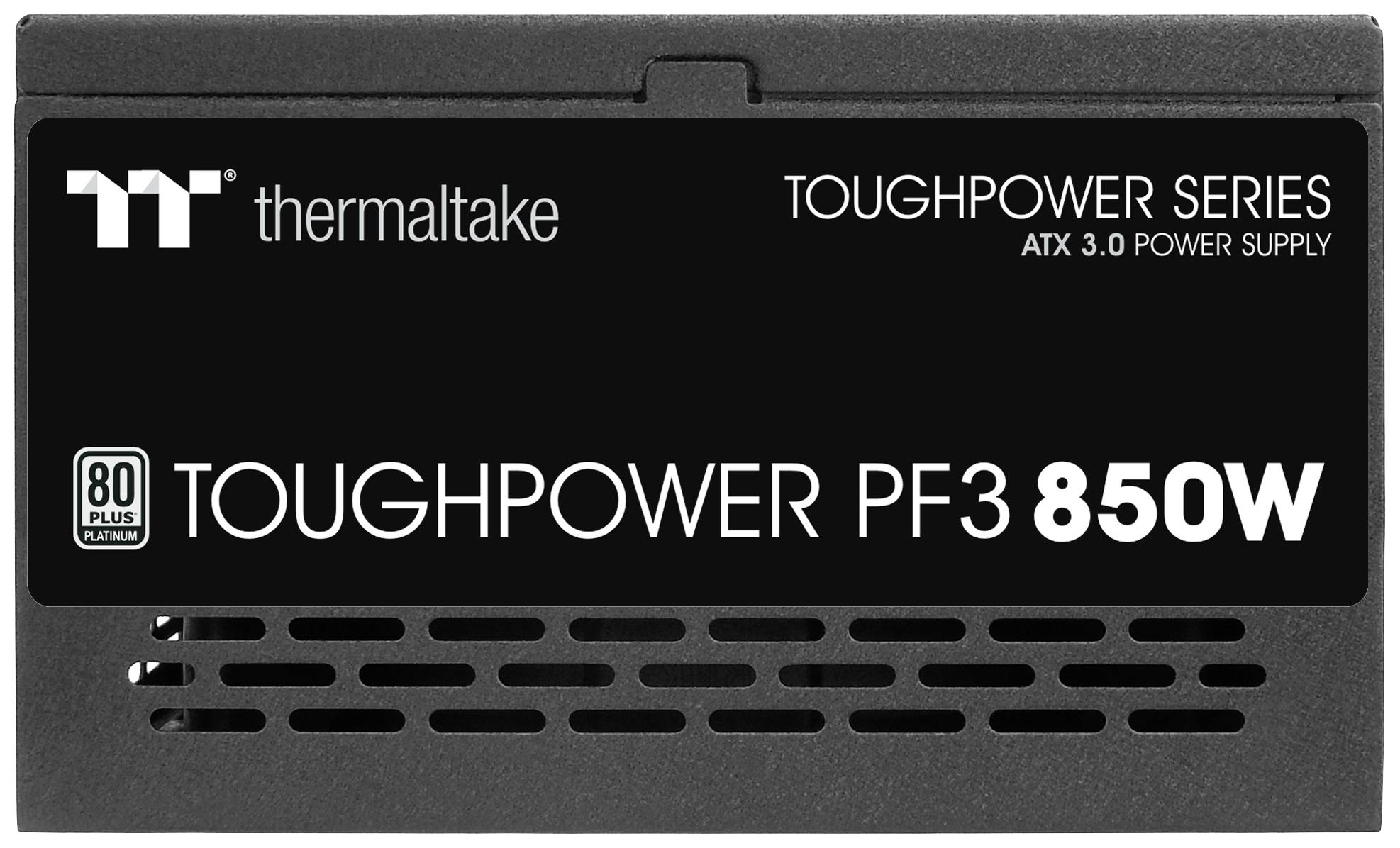 'Netzteil Thermaltake Toughpower PF3 850W, ATX 3.0, 80 Plus Platinum, schwarzes Design.'