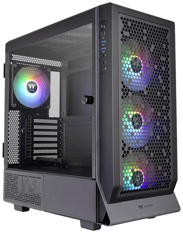 Thermaltake CA-1X5-00M1WN-00 Midi-Tower Gaming-Gehäuse Schwarz 4 Vorinstallierte LED Lüfter, Seitenfenster