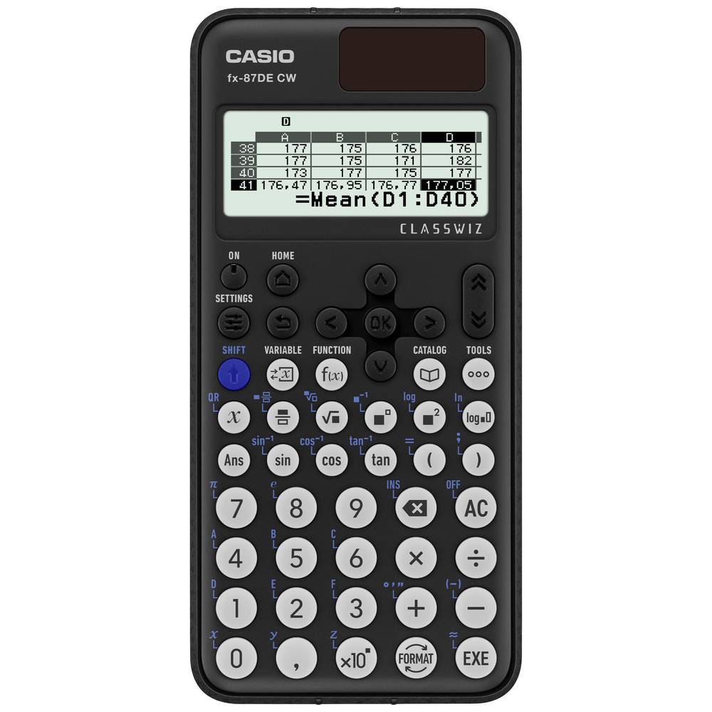 Casio FX-87DE CW Technische rekenmachine werkt op batterijen, werkt op zonne-energie Zwart Aantal di