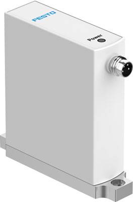 Ein rechteckiges, weißes elektronisches Gerät der Marke Festo mit einem Anschlussstecker oben und einer 'Power'-Anzeige.