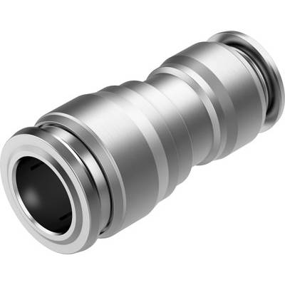 Metallischer Schnellkupplungsverbinder mit zylindrischer Form, verwendet in pneumatischen Systemen für schnelle und sichere Schlauchverbindungen.