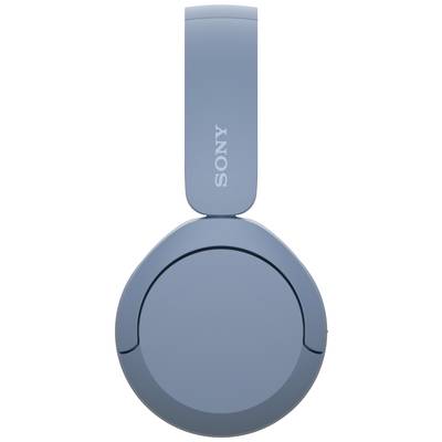 Blaue Over-Ear-Kopfhörer von der Seite, markiert mit 'SONY' auf dem Kopfband.