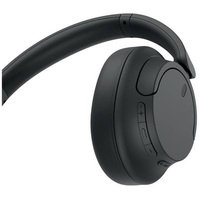 Schwarzer Over-Ear-Kopfhörer mit Bedienelementen an der Seite.