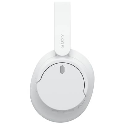 Weiße Over-Ear-Kopfhörer in seitlicher Ansicht. Klar erkennbar ist das Markenlogo 'SONY' auf dem Bügel.