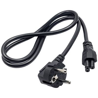 'Schwarzes Netzkabel mit Schuko-Stecker und Kaltgerätebuchse, geeignet für europäische Elektrogeräte.'