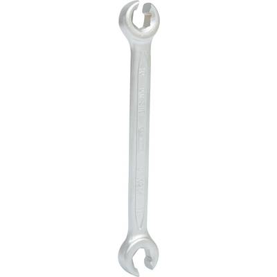 Doppelseitiger Schraubenschlüssel aus Metall, ein Ende Ringschlüssel, das andere Gabelschlüssel, zum Lösen und Festziehen von Muttern und Schrauben.