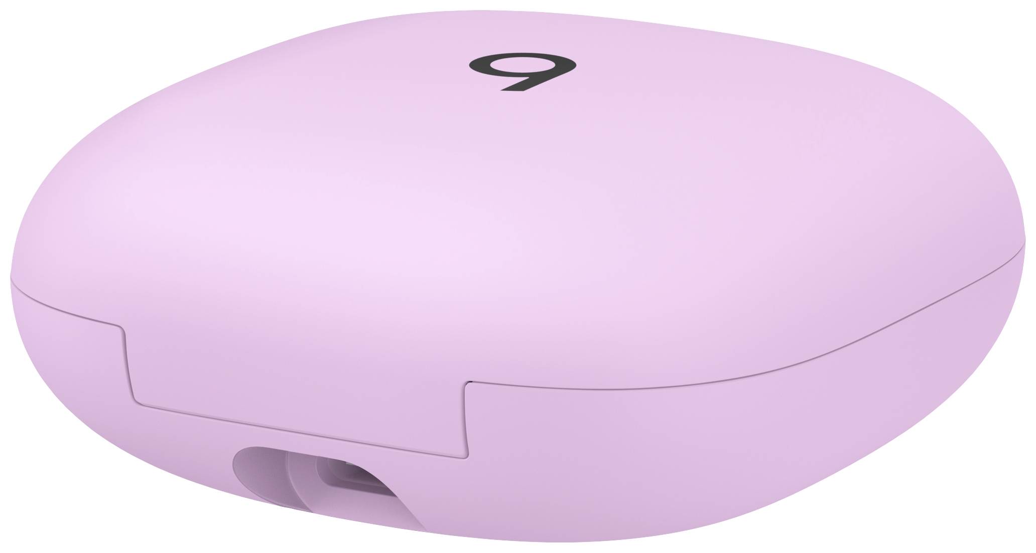 Ein rosa, quadratisches Etui mit einer kleinen Öffnung auf der Vorderseite und einer schwarzen Zahl '9' oben.