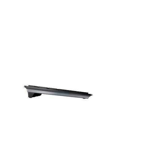 Flache, schwarze Laptop-Batterie in Seitenansicht.