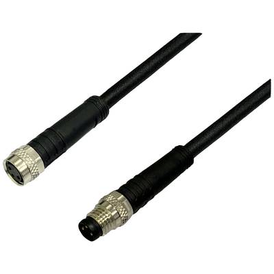 Ein M8-Steckverbinderkabel mit zwei verschiedene Enden: eine Buchse und ein Stecker. Dieses Kabel wird häufig in Automatisierungssystemen verwendet.