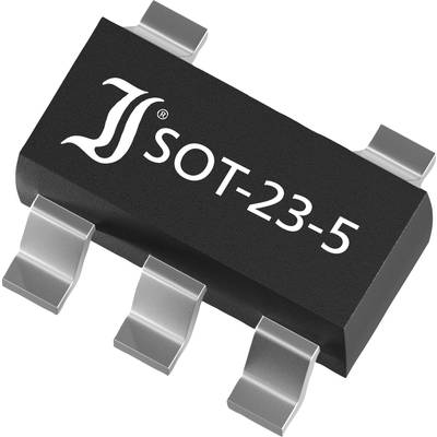 'Ein elektronisches Bauteil im SOT-23-5-Gehäuse, mit fünf Metallanschlüssen. Gehäusemarkierung: SOT-23-5.'