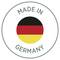 Runder Stempel mit der Aufschrift 'Made in Germany' und der deutschen Flagge in der Mitte.