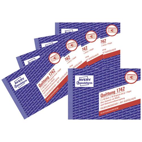 Avery-Zweckform 1742-5 Quittungen DIN A6 quer Anzahl der Blätter: 40 Weiß, Gelb 5 St.