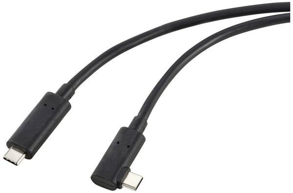 Renkforce Glasfaser USB-C® Kabel USB 3.2 Gen2 USB-C® Stecker einseitig gewinkelt 10.00 m Schwarz  RF-5625884