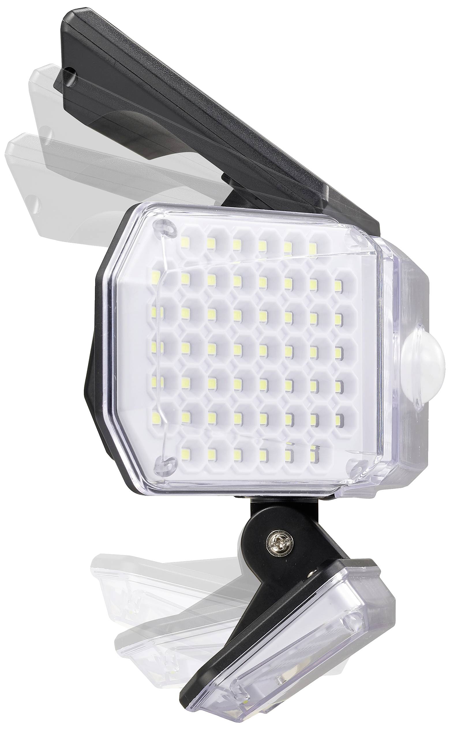 LED-Lampe mit verstellbarem Kopf und schwarzem Gehäuse. 48 leuchtende LEDs. Ideal für flexible Beleuchtungssituationen.