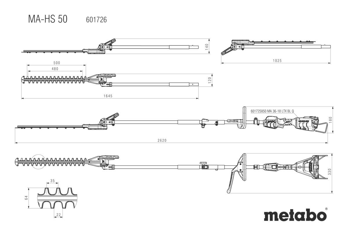 Metabo 601726850 Akku Heckenscheren-Vorsatz 18 V-15