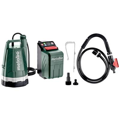 'Motorset' bestehend aus Pumpe, Steuergerät und Zubehör. Hauptbestandteil ist eine grüne Pumpe, nebst schwarzem Schlauch und Verbindungsstücken.