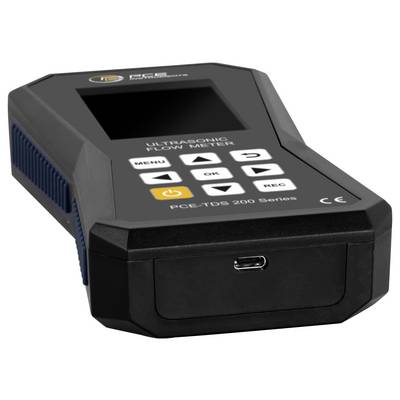 Schwarzes Ultraschallurchsatzmessgerät mit Display und Steuertasten, gekennzeichnet mit "ULTRASONIC FLOW METER" und "PCL-TDS 200 Series".