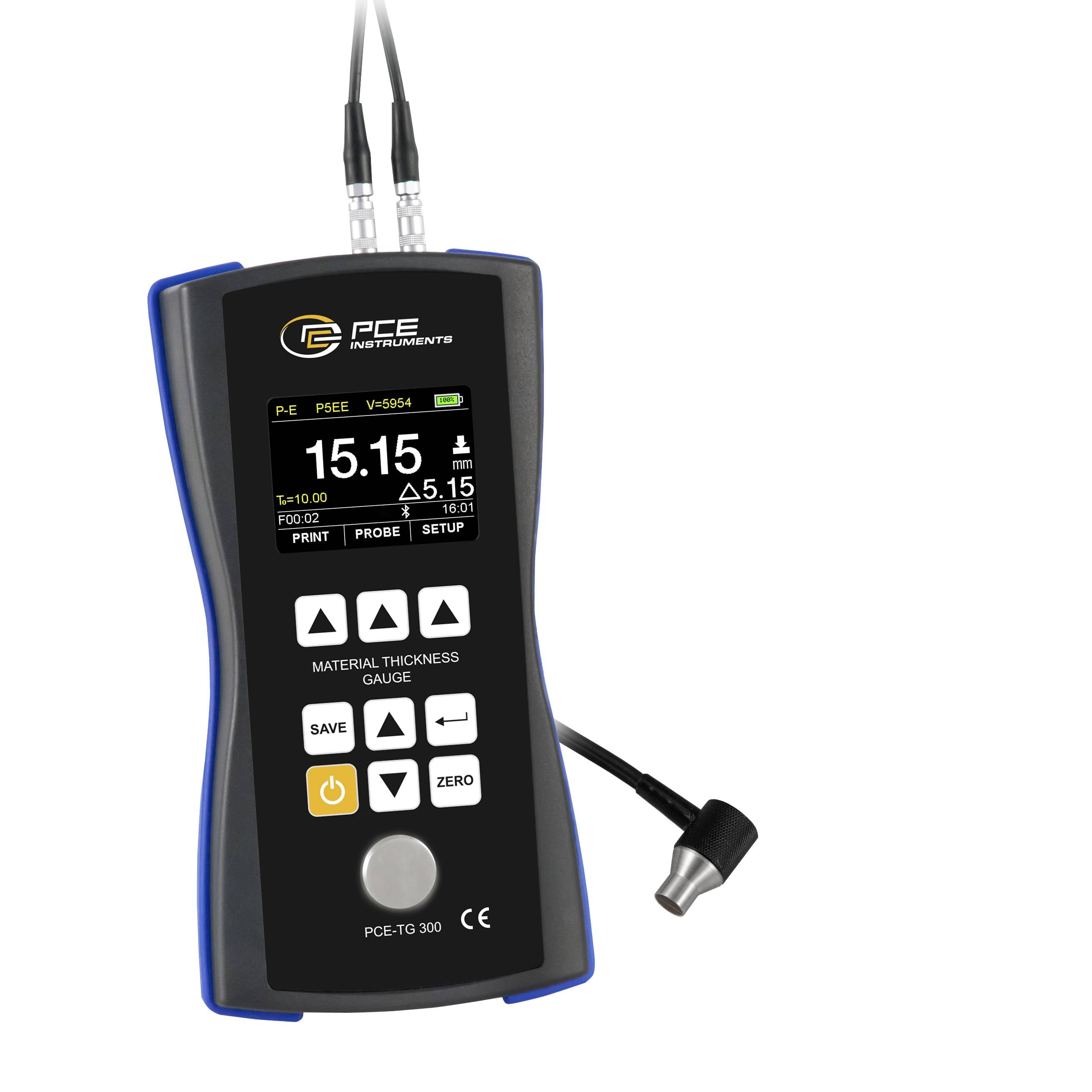 PCE Instruments Materialdickenmessgerät PCE-TG 300-NO7 |0,65 … 200 mm |Sensor 7 MHz ⌀6 mm |Puls-Echo |Echo-Echo |USB