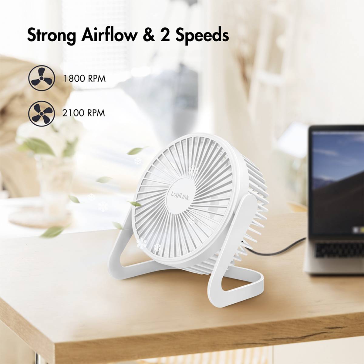 LogiLink UA0403 USB-Ventilator 3.5 W (Ø x H) 15.24 cm x 126 mm Weiß Schwenkbar-8