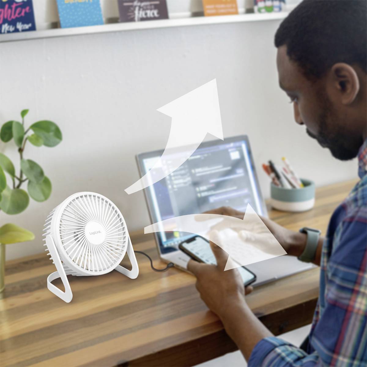 LogiLink UA0403 USB-Ventilator 3.5 W (Ø x H) 15.24 cm x 126 mm Weiß Schwenkbar-5