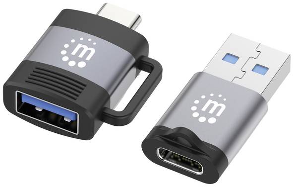 Manhattan USB 2.0 Adapter [2x USB 3.2 Gen 1 Buchse A (USB 3.0), USB 3.2 Gen 1 Buchse C (USB 3.0) - 2x USB 3.2 Gen 1 Stecker C (USB 3.0), USB 3.2 Gen 1 Stecker A (USB 3.0)] USB-C - USB-A-Adapter & USB-A - USB-C-Adapter 5 Gbit/s 3 A 0 mm