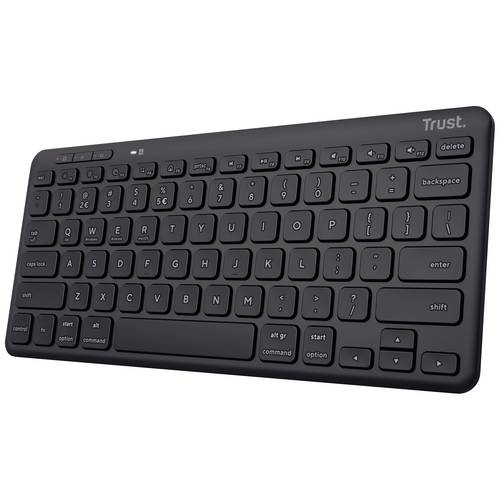 Thumbnail - Trust Lyra Compact Bluetooth®, Funk Tastatur Deutsch, QWERTZ Schwarz Wiederaufladbar, Geräuscharme Tasten, Spritzwasserg...