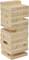 Ein Turm aus Holzklötzen, teilweise verschoben. Es handelt sich um ein Jenga-Spiel, bei dem Teile des Turms instabil wirken.
