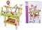 Holzwerkbank für Kinder mit buntem Werkzeug und Zubehör, ideal zum Spielen und Lernen. Verpackung zeigt das Set vollständig aufgebaut.