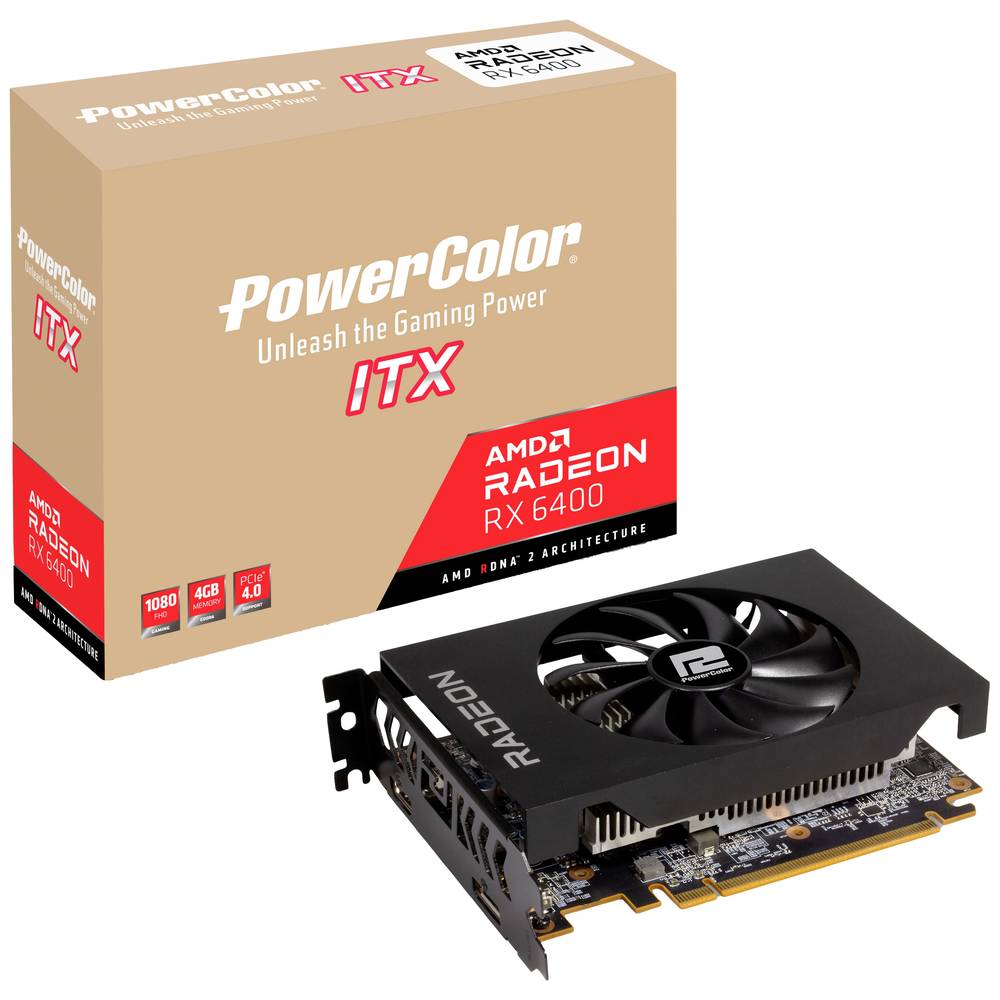 Powercolor AMD Radeon RX 6400 Videokaart ITX 4 GB GDDR6-RAM PCIe HDMI, DisplayPort Low Profile