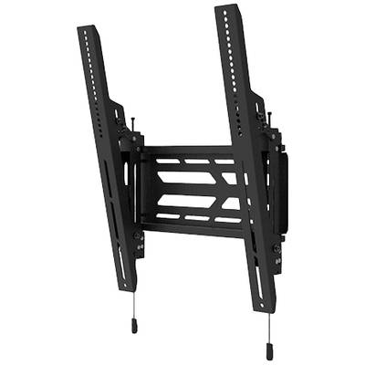 Schwarze, neigbare TV-Wandhalterung. Geeignet für verschiedene Fernsehergrößen. Robuste Konstruktion und verstellbare Arme für optimale Sicht.