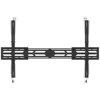Halterung für TV oder Monitor zur Wandmontage, aus schwarzem Metall, mit verstellbaren Armen für verschiedene Bildschirmgrößen.