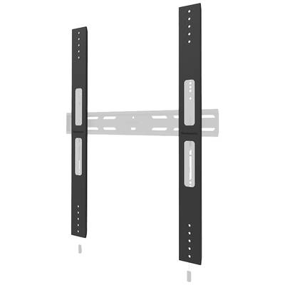 Wandhalterung für Flachbildfernseher aus Metall, schwarz und silbern, mit verstellbaren Schienen zur Befestigung.