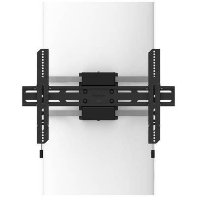 Wandhalterung für Flachbildfernseher. Schwarzes Metallgestell mit verstellbaren Armen und Befestigungsschienen.