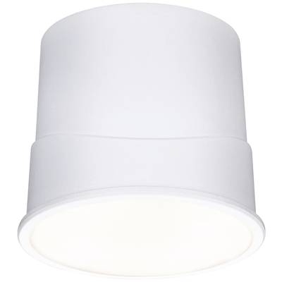 Eine weiße zylinderförmige Deckenleuchte mit diffus leuchtendem Licht, geeignet für moderne Innenräume.